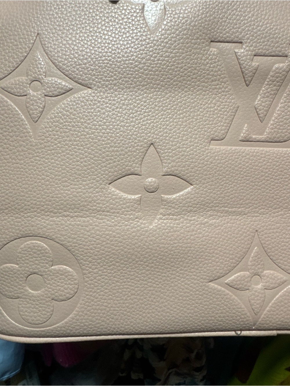Luxury Embossed Tote and Pouch in Pale Beige - Picture 3 of 3